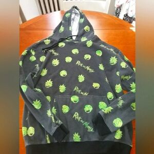 Rick & Morty Ripple Junction Adult Swim Mens Black Green Hoodie Sweatshirt Sz M